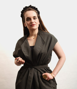 1001 Body Coat Long - Charcoal Scarab Organic Cotton
