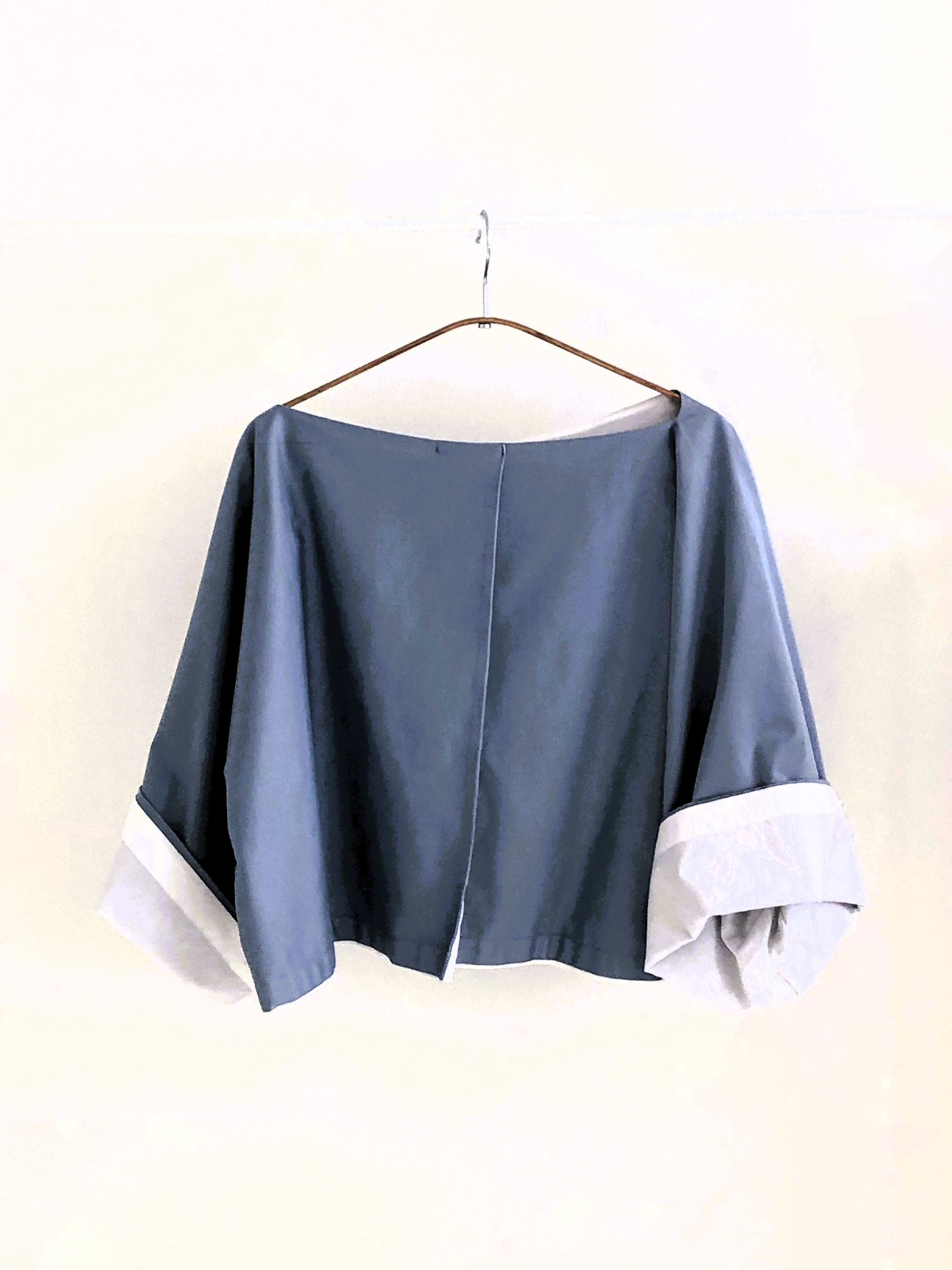 0011 Shirt Kimo - Light blue & white cotton