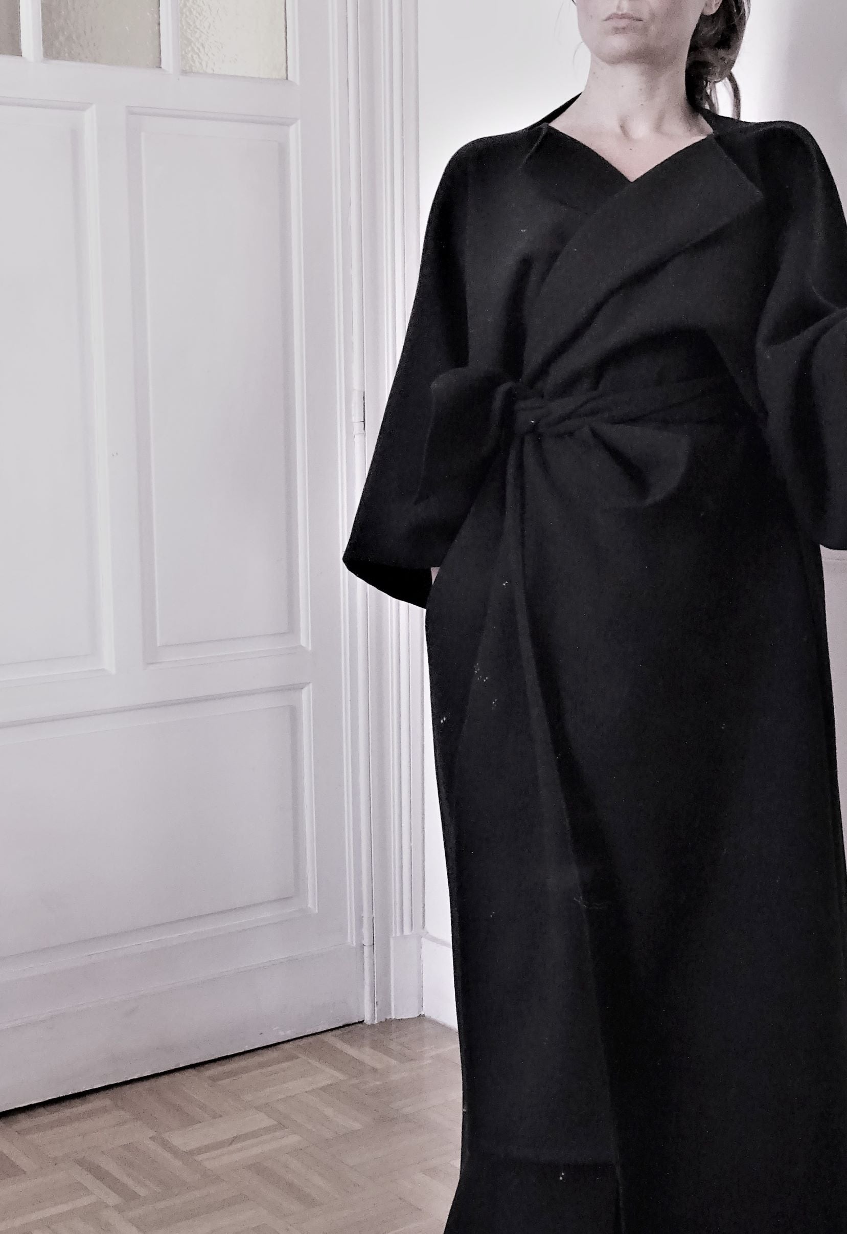 0100 Coat Kimo - Black Wool Mix