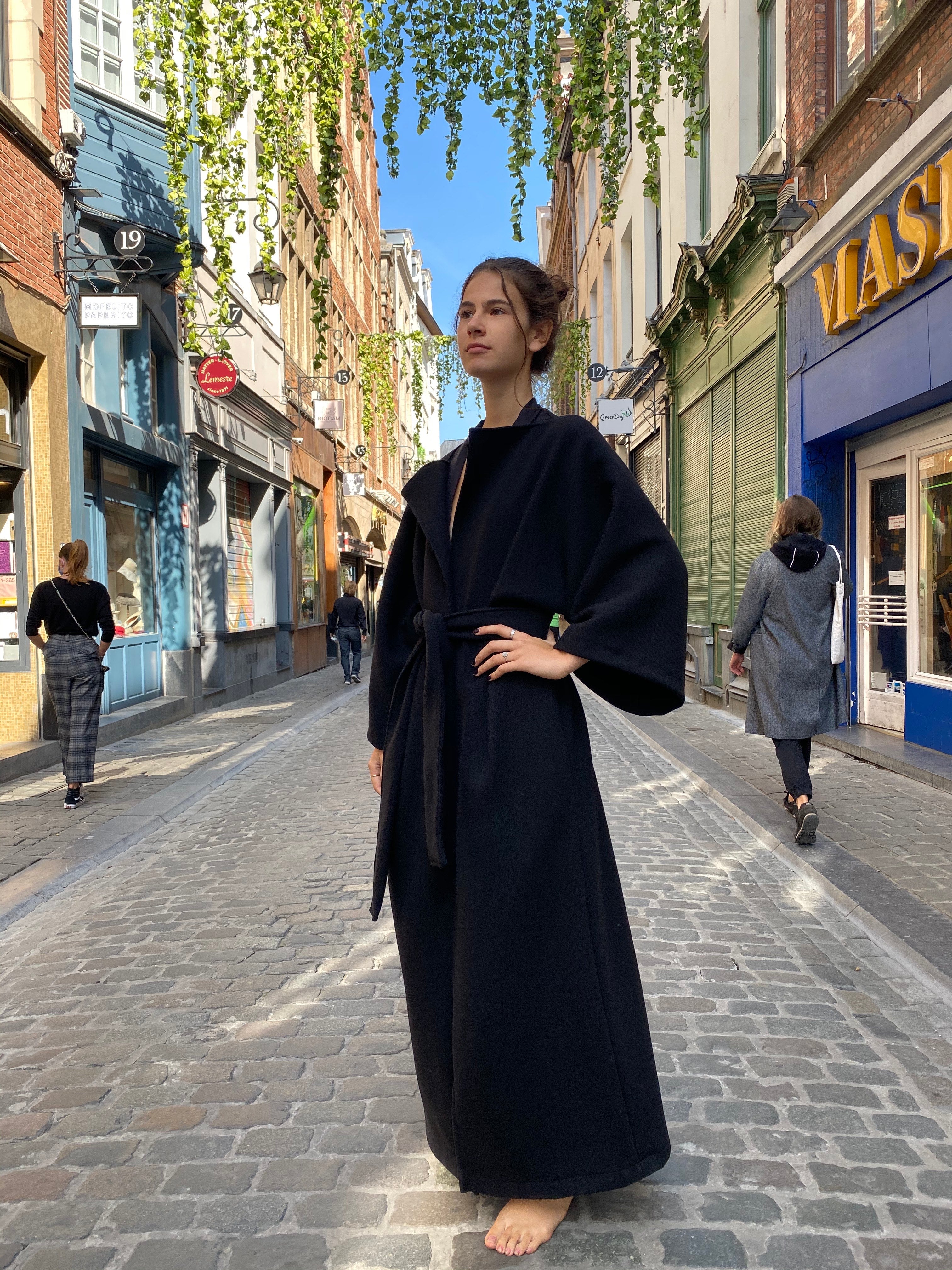 0100 Coat Kimo - Black Wool Mix